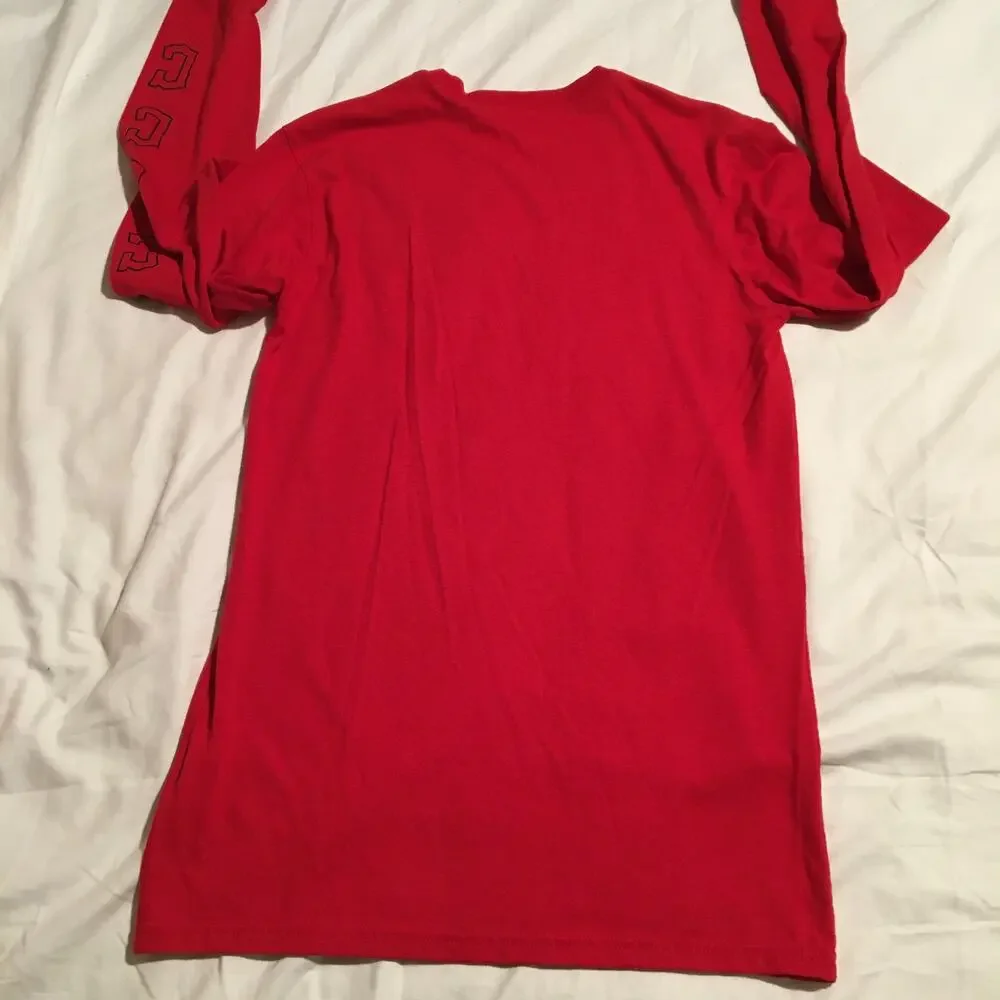 Nike Small Cleveland Guardians Long-Sleeved T-Shirt Red C-Town Official MLB